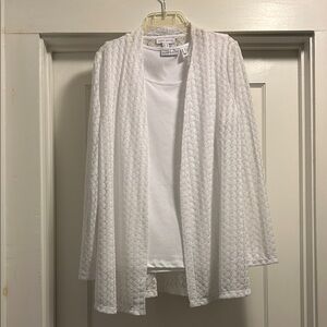 Susan Graver 2-Piece Women’s White Tank & Lacy Cardigan - NWOT, Medium